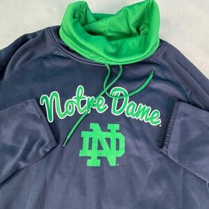 Colosseum Notre Dame Sweatshirt Women’s XL Blue Green Fleece Funnel Cowl Neck